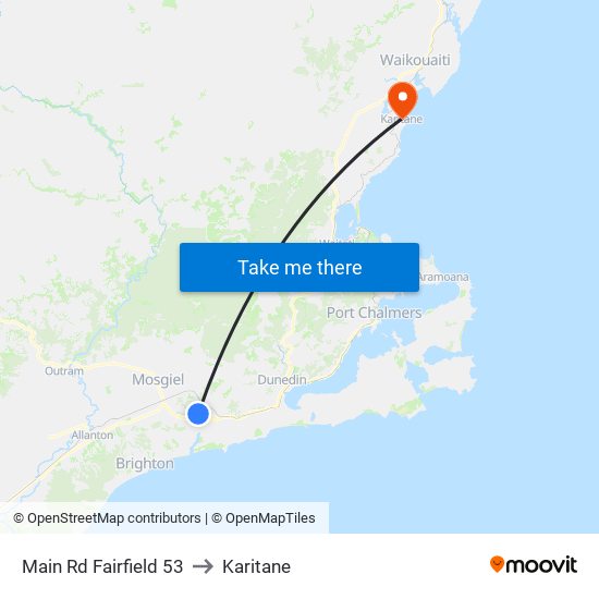 Main Rd Fairfield 53 to Karitane map