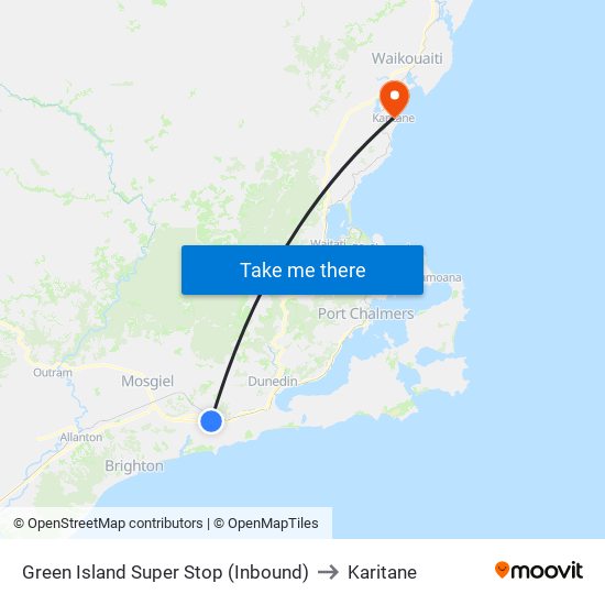 Green Island Super Stop (Inbound) to Karitane map