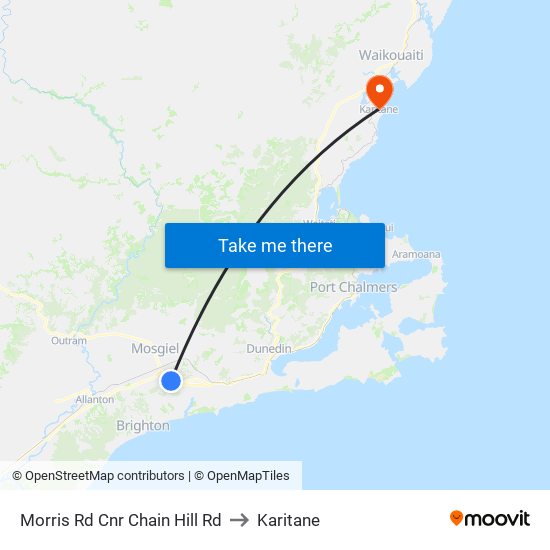 Morris Rd Cnr Chain Hill Rd to Karitane map