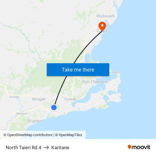 North Taieri Rd 4 to Karitane map