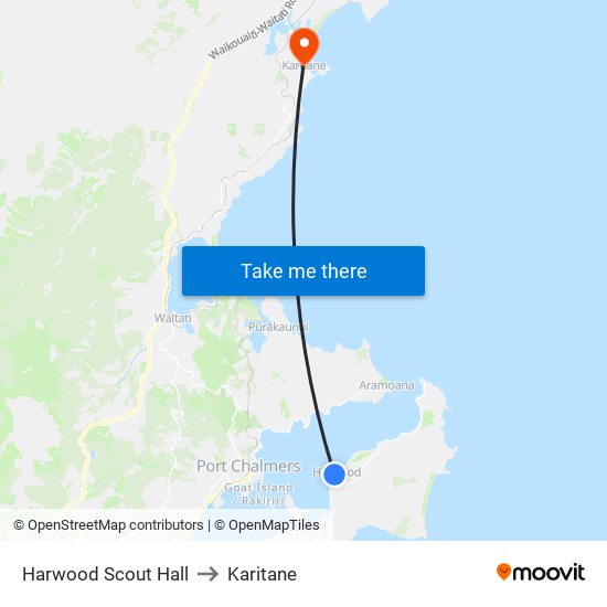 Harwood Scout Hall to Karitane map