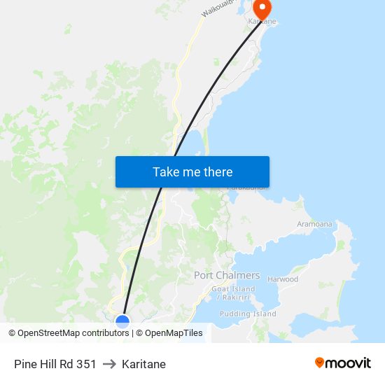 Pine Hill Rd 351 to Karitane map