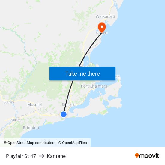 Playfair St 47 to Karitane map