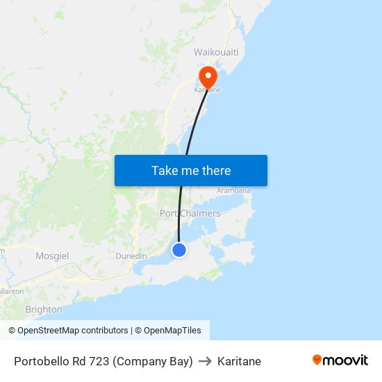 Portobello Rd 723 (Company Bay) to Karitane map