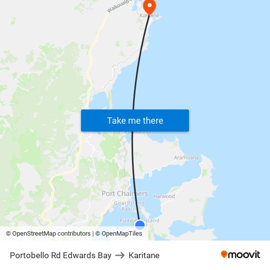 Portobello Rd Edwards Bay to Karitane map
