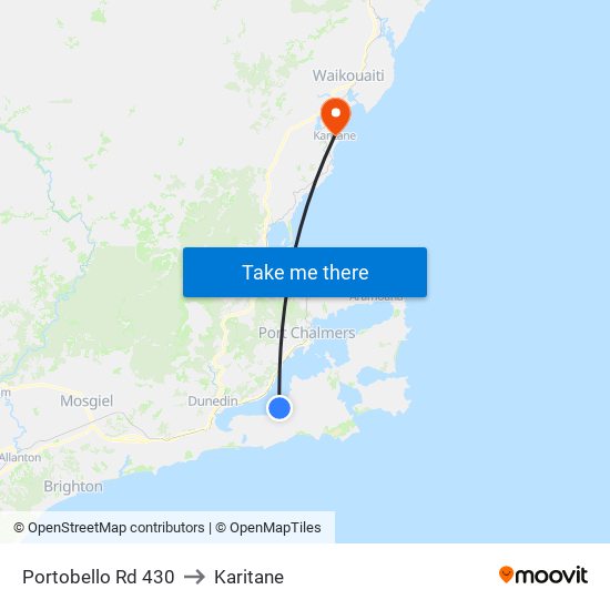 Portobello Rd 430 to Karitane map