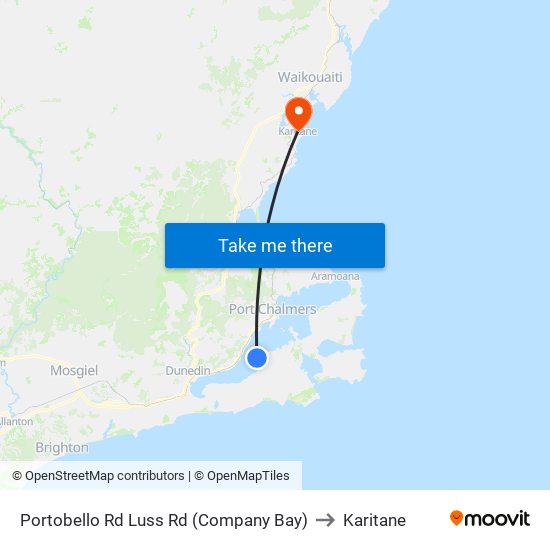 Portobello Rd Luss Rd (Company Bay) to Karitane map