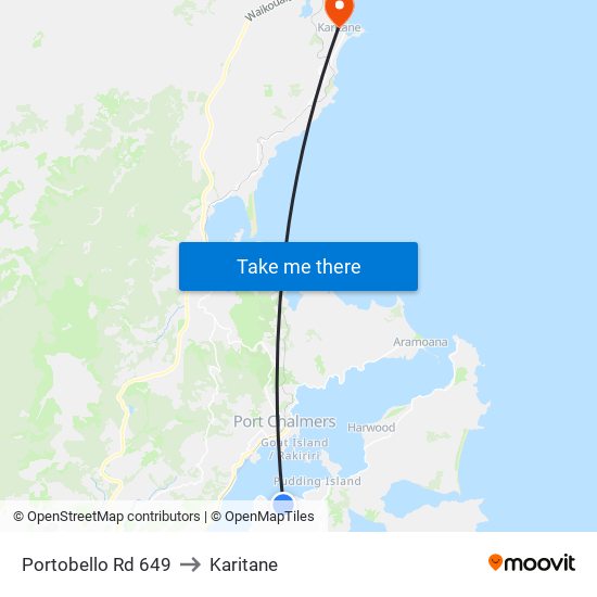Portobello Rd 649 to Karitane map