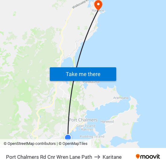 Port Chalmers Rd Cnr Wren Lane Path to Karitane map
