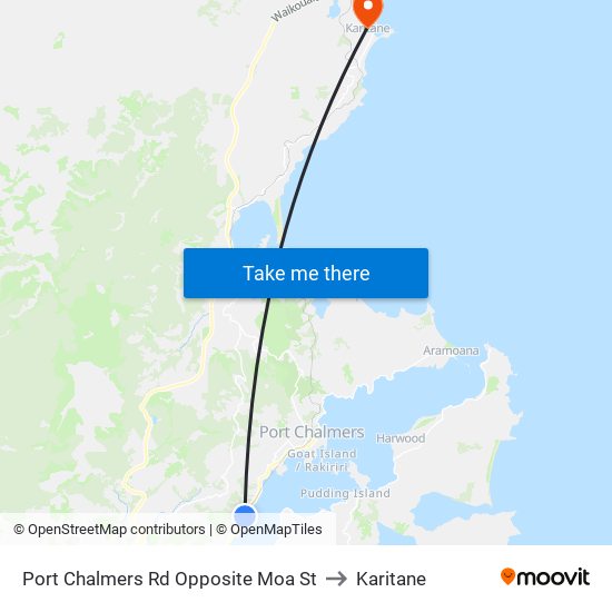 Port Chalmers Rd Opposite Moa St to Karitane map