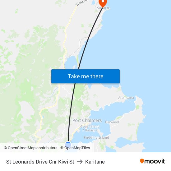 St Leonards Drive Cnr Kiwi St to Karitane map