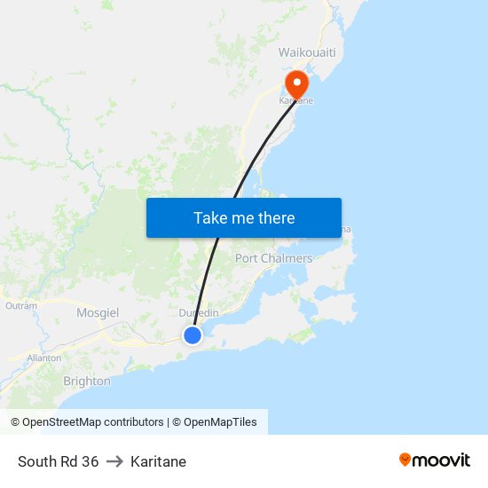 South Rd 36 to Karitane map