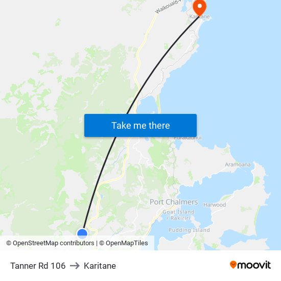 Tanner Rd 106 to Karitane map