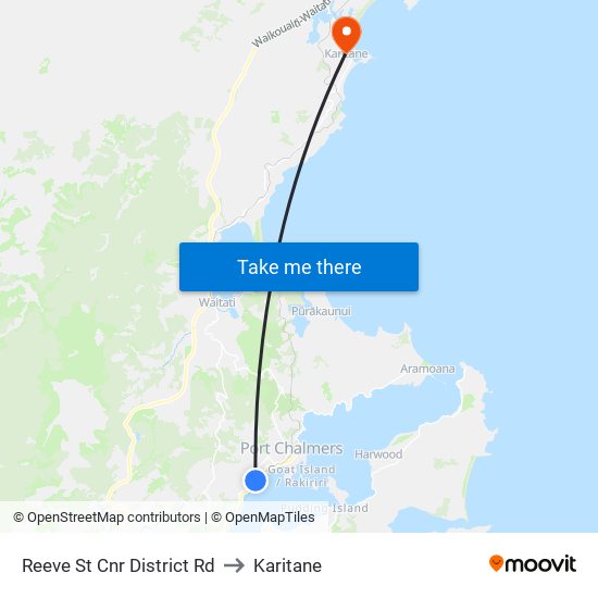 Reeve St Cnr District Rd to Karitane map