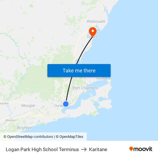 Logan Park High School Terminus to Karitane map