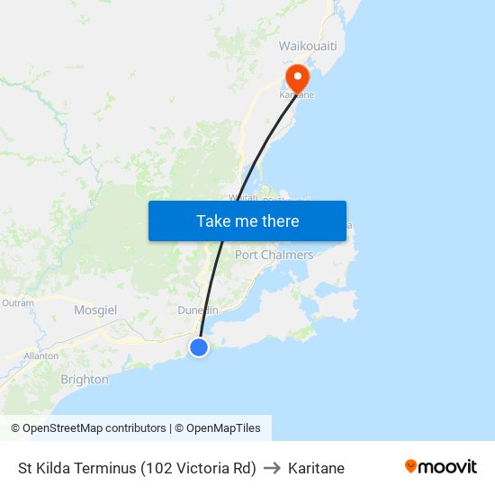 St Kilda Terminus (102 Victoria Rd) to Karitane map
