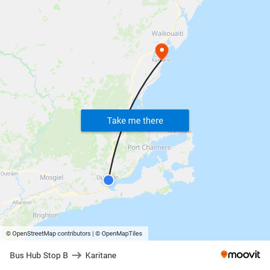 Bus Hub Stop B to Karitane map