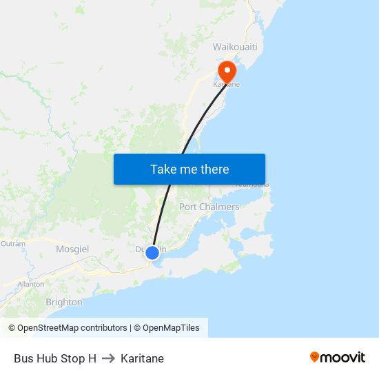 Bus Hub Stop H to Karitane map