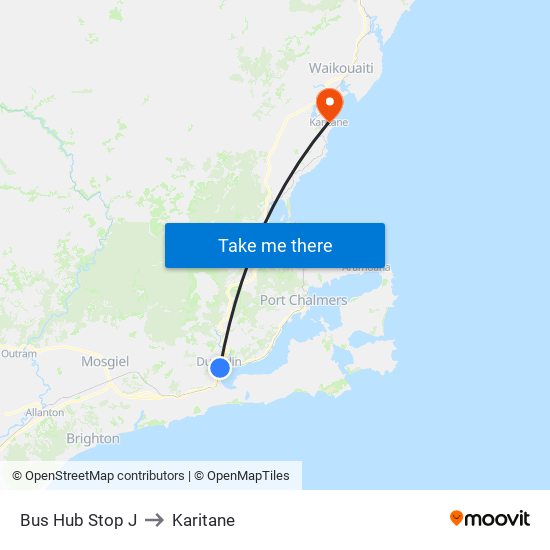 Bus Hub Stop J to Karitane map