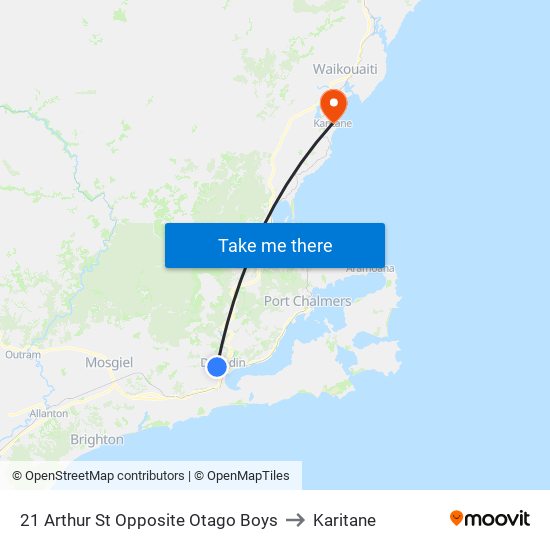 21 Arthur St Opposite Otago Boys to Karitane map