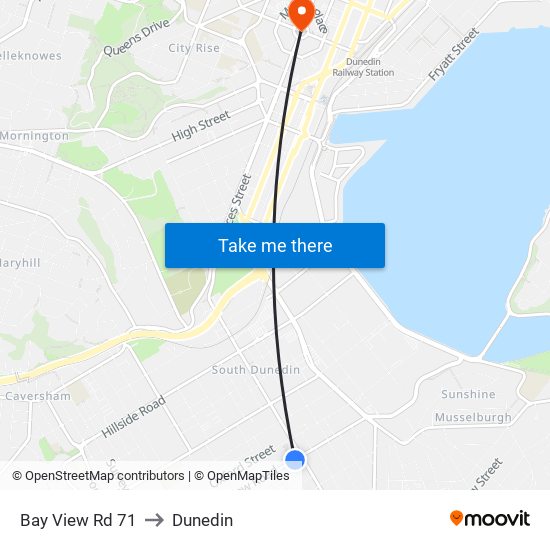 Bay View Rd 71 to Dunedin map