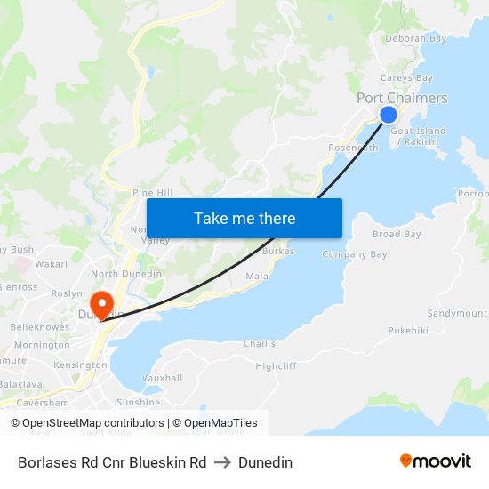 Borlases Rd Cnr Blueskin Rd to Dunedin map