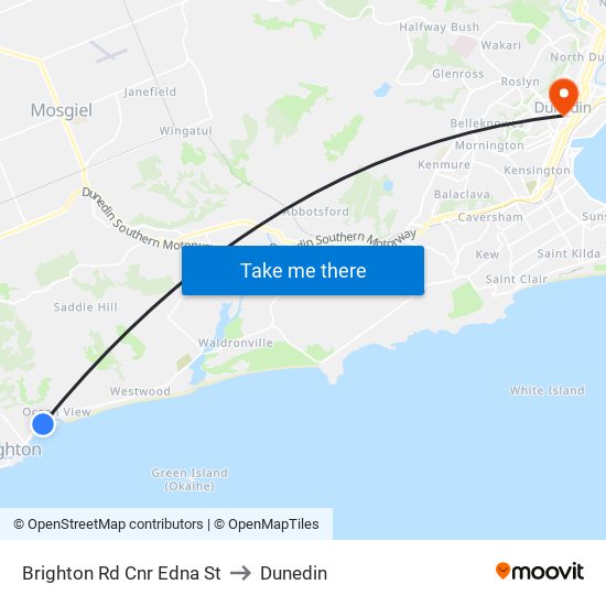 Brighton Rd Cnr Edna St to Dunedin map