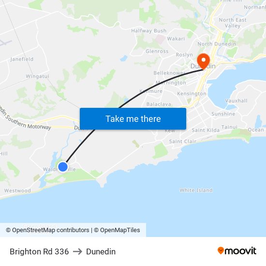 Brighton Rd 336 to Dunedin map