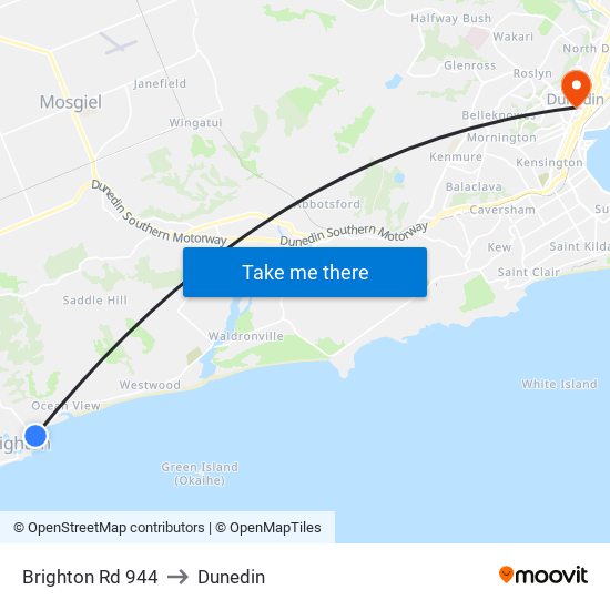 Brighton Rd 944 to Dunedin map