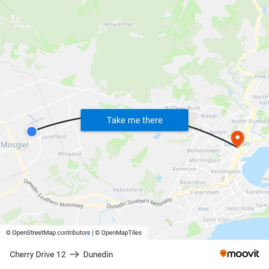 Cherry Drive 12 to Dunedin map