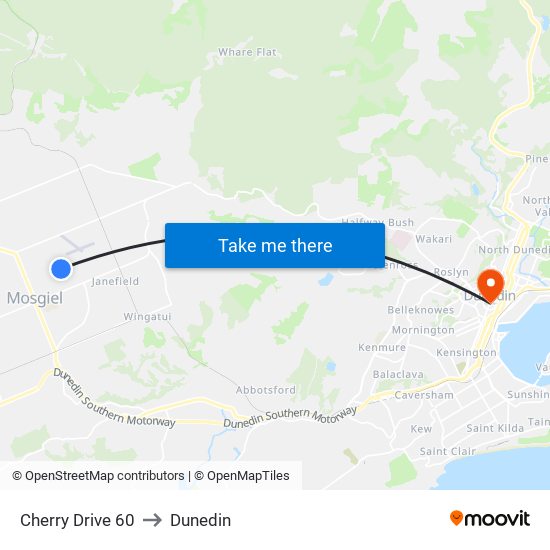 Cherry Drive 60 to Dunedin map