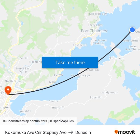 Kokomuka Ave Cnr Stepney Ave to Dunedin map