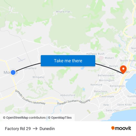 Factory Rd 29 to Dunedin map