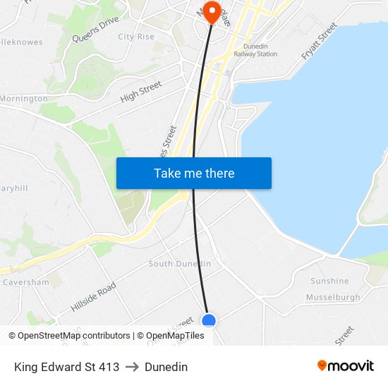 King Edward St 413 to Dunedin map