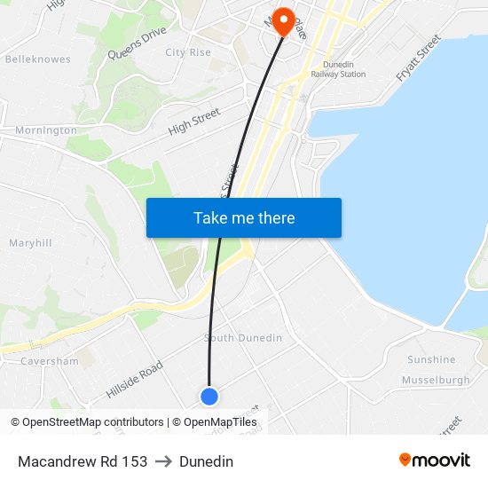 Macandrew Rd 153 to Dunedin map