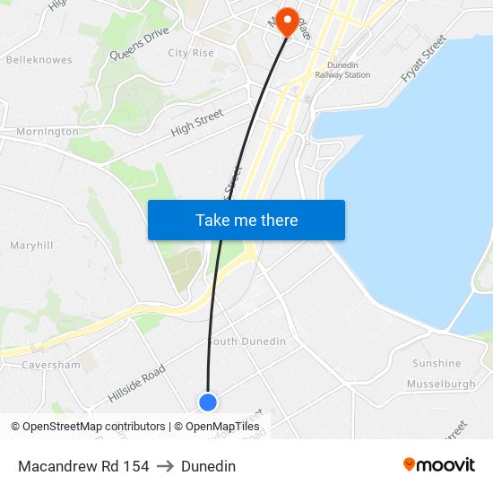 Macandrew Rd 154 to Dunedin map