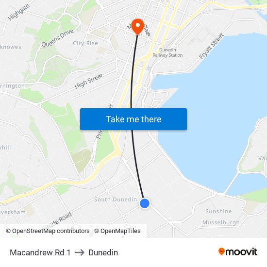 Macandrew Rd 1 to Dunedin map