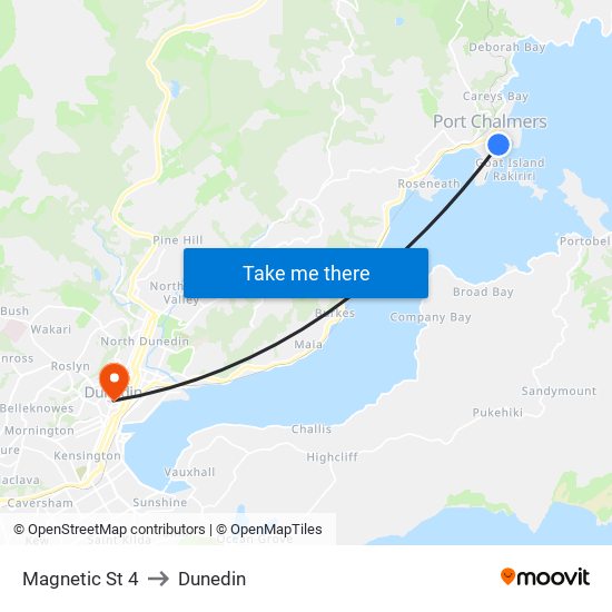 Magnetic St 4 to Dunedin map