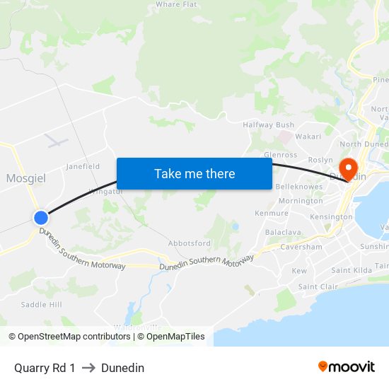 Quarry Rd 1 to Dunedin map