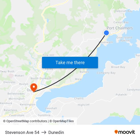 Stevenson Ave 54 to Dunedin map
