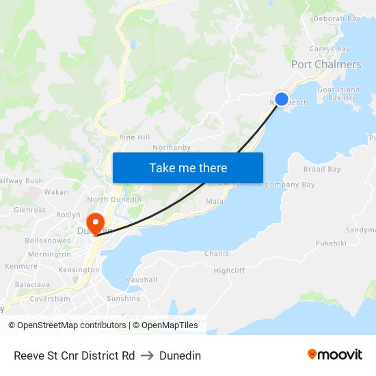 Reeve St Cnr District Rd to Dunedin map