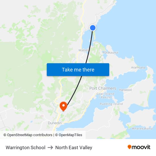 Warrington School to North East Valley map