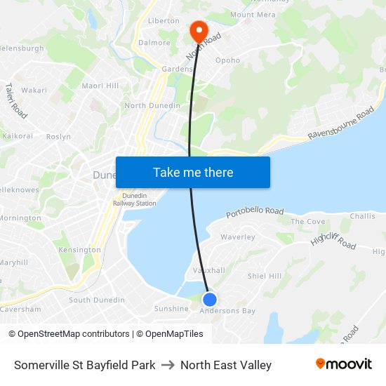 Somerville St Bayfield Park to North East Valley map