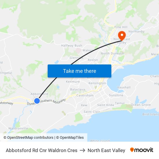 Abbotsford Rd Cnr Waldron Cres to North East Valley map