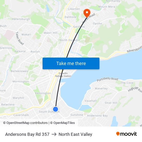 Andersons Bay Rd 357 to North East Valley map