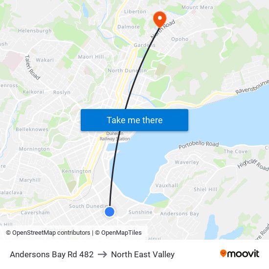 Andersons Bay Rd 482 to North East Valley map