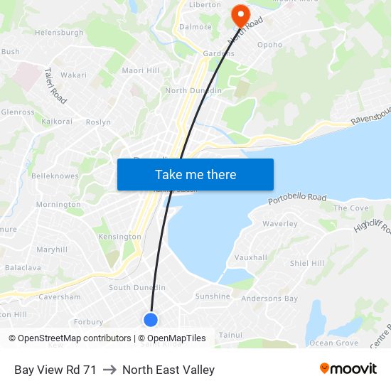 Bay View Rd 71 to North East Valley map