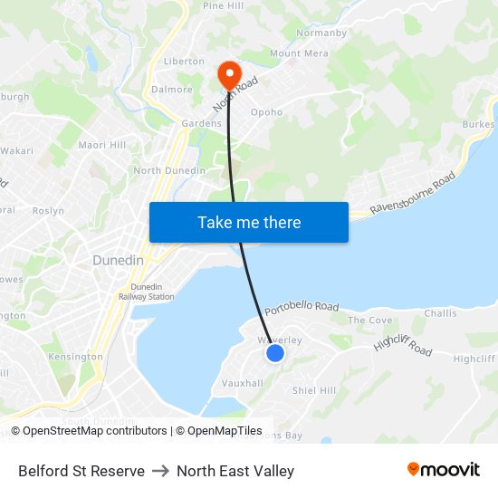 Belford St Reserve to North East Valley map