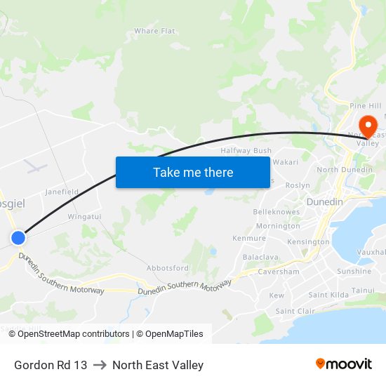 Gordon Rd 13 to North East Valley map