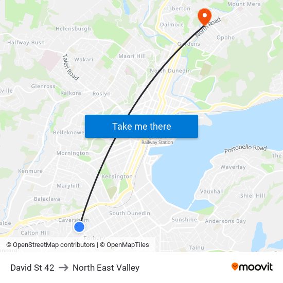 David St 42 to North East Valley map